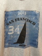 America&#39;s Cup 34th  2013 Men&#39;s shirt gray blue sailboat USED L San Franc... - $10.39