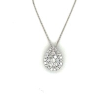1/2 ct Diamond Pendant with 18.5 inch Chain REAL Solid 14 k White Gold 3.0 g - £785.79 GBP