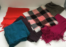 Mixed 6 piece scarve lot neck wear scarfs red blu tartan plaid argyle pa... - $376.72 MXN