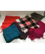 Mixed 6 piece scarve lot neck wear scarfs red blu tartan plaid argyle pa... - $376.72 MXN