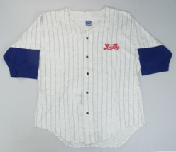 Vintage 90s Pepsi Logo Pinstripe Baseball Jersey White Blue Embroidered XL USA - £18.72 GBP