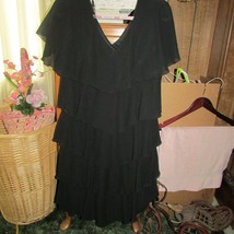 ladies ruffled dress black  size 12  (clst-8) - £11.03 GBP