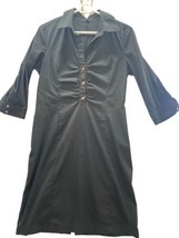 Womens Express Design Studio Little Black Button Front Sheath Straight Dress 12 - £12.46 GBP