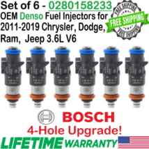OEM x6 Bosch 4-Hole Upgrade Fuel Injectors for 2011-2019 Dodge Ram Jeep 3.6L V6 - £108.87 GBP