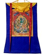 ORIGINAL HAND PAINTED GREEN TARA MOTHER TIBETAN THANGKA PAINTING WITH SI... - $128.06
