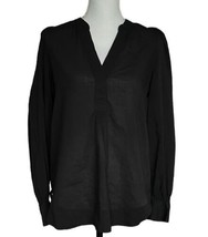 LOFT Top V Neck Long Sleeve Blouse Size Medium Black Long Sleeve Lightwe... - £9.32 GBP