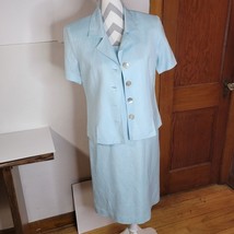 Vtg Cold Water Creek 2PC Linen-Rayon Blend Sheath dress +Jacket Light Gr... - £21.50 GBP