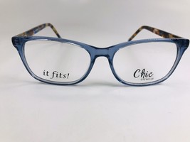 Chic Eyewear Crystal Blue BREE Eyeglasses with Blue Tortoise temples 57/... - $24.70
