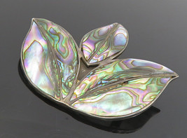 MEXICO 925 Sterling Silver - Vintage Abalone Shell Floral Brooch Pin - BP3286 - £35.46 GBP