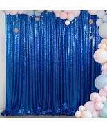 Royal Blue 8Ftx8Ft Sequin Photo Backdrop Sequin Backdrop Curtains Photog... - £62.83 GBP