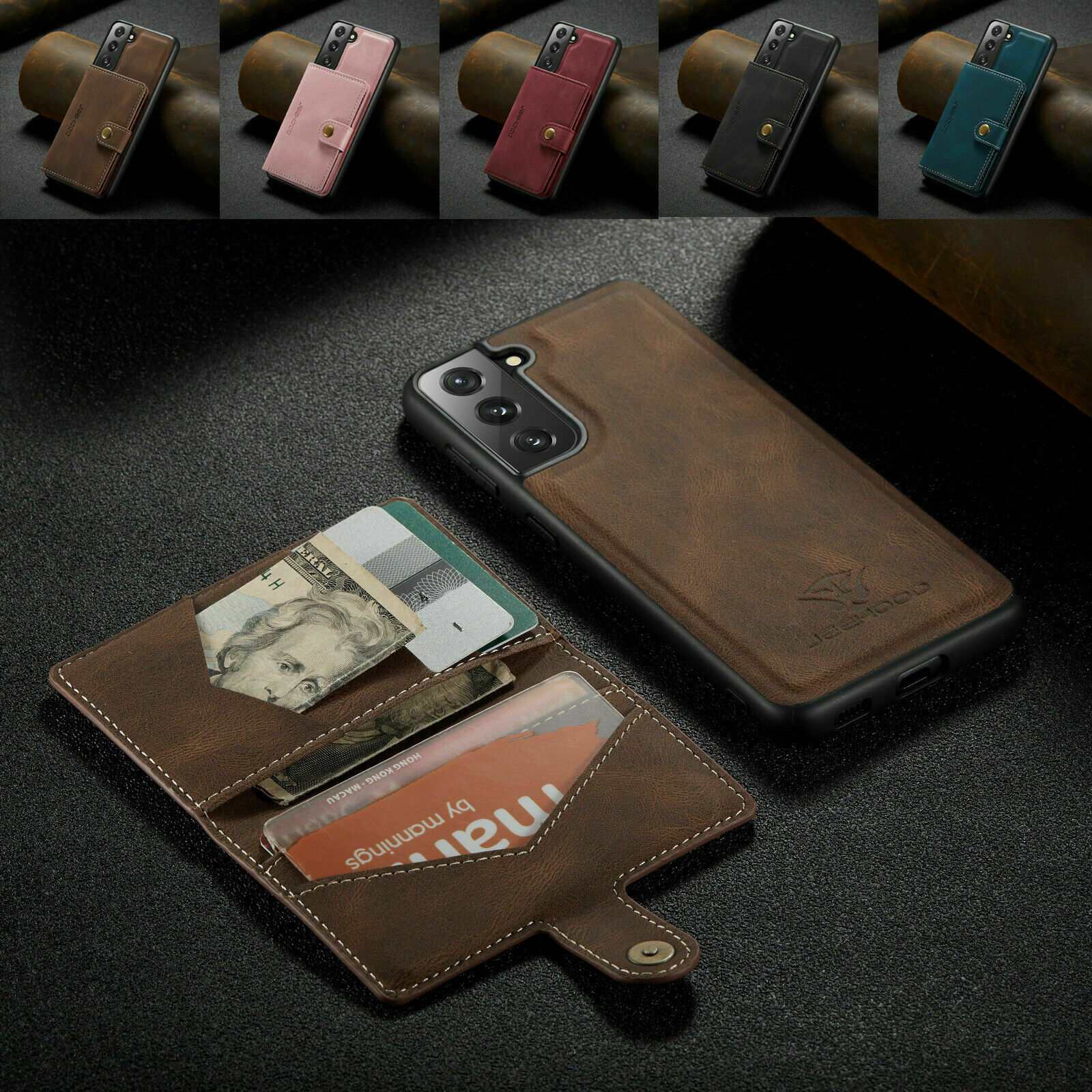 Primary image for Leather Wallet Magnetic Flip cover Case for Samsung S21 Plus ultra S20 FE Note20
