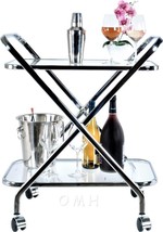 Bar Cart ANNE HOME Contemporary X-Shape Clear Glass Chrome Frame Temper - £195.35 GBP