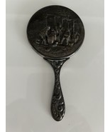 Antique Pocket Purse Mirror With Handle Bronze Color - $13.81