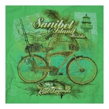 Reel Legends Fish Graphic T-Shirt Mens L Sanibel Island Florida Bicycle Green - £18.67 GBP