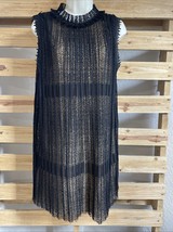 Alexis Becca Dress Size S Black Sheer Sleeveless Pleated Lace Shift Form... - $49.49