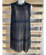 Alexis Becca Dress Size S Black Sheer Sleeveless Pleated Lace Shift Form... - $49.49