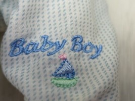 Eden Baby Boy Soft Plush Doll Rattle Blue  White Stripes Checks  7-8" - $12.86