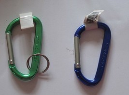 Snap Locking Hook Carabiner D Ring Key Holder Clip 2 1/2in set of 2 Blue &amp; Green - £5.05 GBP