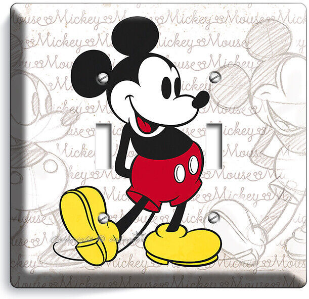 CLASSIC VINTAGE RETRO HAPPY MICKEY DOUBLE MOUSE LIGHT SWITCH WALL PLATE ROOM ART