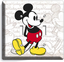 Classic Vintage Retro Happy Mickey Double Mouse Light Switch Wall Plate Room Art - £12.77 GBP