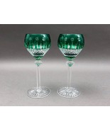 Ajka King Louis Emerald Green Crystal 7 3/4&quot; Hock Wine Goblet Glasses Se... - £157.26 GBP
