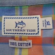Southern Tide Mens XL Button Plaid Shirt Short Sleeve Blue Orange - $24.70