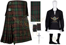 Scottish Traditional Men&#39;s 8 YARD Brown Watch TARTAN KILT and accessories - £66.57 GBP