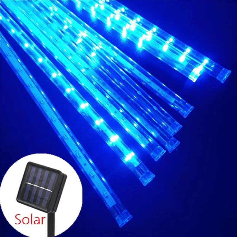 8  Solar Meteor Shower LED String Lights Outdoor Waterproof Fairy Street Gars Ch - £96.25 GBP