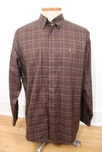 Nordstrom L Brown Plaid Check Long Sleeve Dress Shirt Smartcare Wrinkle ... - $26.60