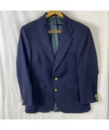 Vintage Hunt Valley Blazer Jacket Mens Navy Blue Coat Size 40S - $58.20 CAD