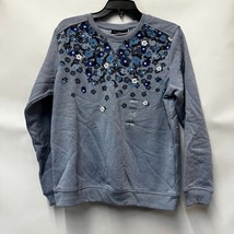 Karen Scott Womens S Light Blue Heather Floral Print Crewneck Sweatshirt... - €17,01 EUR