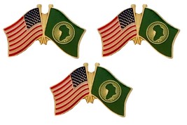 PACK of 3 International African Union &amp; US Friendship Lapel Pins   - $10.95