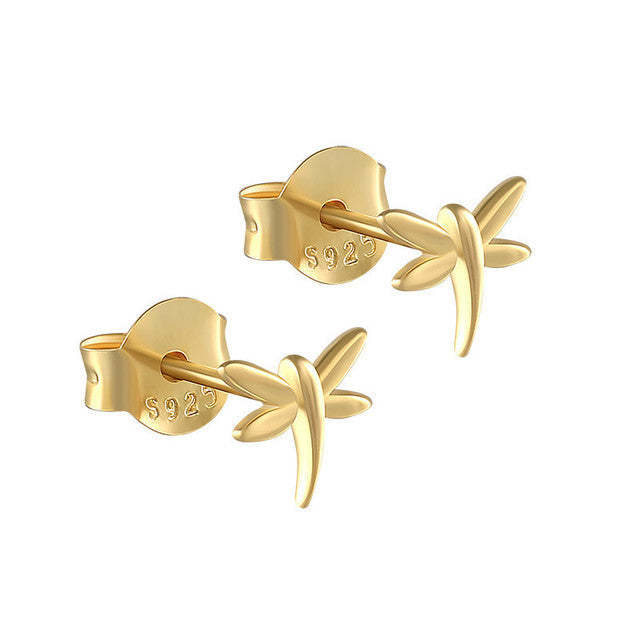 Primary image for Anyco Earrings Gold Plated Minimalist Cute Mini Elegant Dragonfly Stud For Women