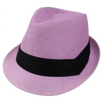 Light Purple Fedora Panama Straw Hats with Band Unisex Summer - £15.72 GBP
