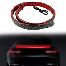 130cm 51&#39;&#39; Carbon Fiber Red LED Car Trunk Tail Brake Light Rear Roof Spoiler Lip - £22.37 GBP
