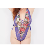 Lane Bryant CACIQUE Stretch Lace Up Strappy Neck Bodysuit FLORAL Plus 18... - $80.57 CAD