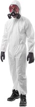 5 White Microporous Disposable Coveralls 4XL 60 gsm /w Hood, Zipper Front - $37.24