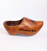 Vintage Heineken&#39;s Beer Hand Carved Yellow Wooden Dutch Shoe Clog - £7.93 GBP