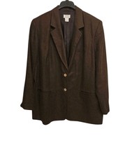 Jennifer Moore Womens 18W Brown Linen Blazer Jacket Single Button Minima... - $20.79