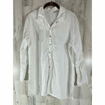 J Jill Womens Tunic Top Size Small White Linen Shell Button Front Side Slits - £19.43 GBP