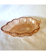 Vintage Jeanette Pink Leaf Shaped Depression Glass Candy Trinket Dish - $9.99