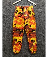 Womens Orange Camo Jogger Pants Size Medium Streetwear Elastic Ankle Waist - £17.49 GBP