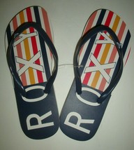 New Roxy Women&#39;s Flip Flops Thong Sandals Beach Swim Multi Color Stripe Blue 9 - £17.04 GBP