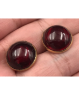 VTG Swank Ruby Red Tone Cabochon Gold Tone Cufflinks 5/8&quot; Diameter - £7.41 GBP