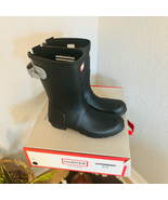 HUNTER Original Short Back Adjustable Rain Boot, BLACK GRAY, Size 10, NWT - £90.21 GBP