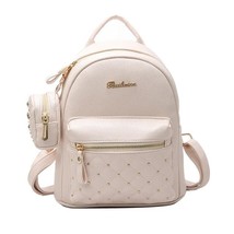 2023 Summer New Vintage Retro Lady PU Leather Bag Small Women Mini Backpack Moch - $147.99
