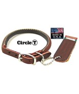 USA MADE Circle T ROLLED LATIGO BROWN LEATHER&amp;SILVER DOG COLLAR Heavy Du... - €17,99 EUR+