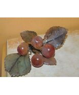 Vntg Chinese Carmel Agate Cherries Branch Leaves Carnelian Jade Jadeite ... - $35.99