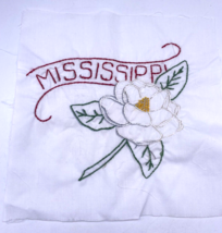 Mississippi Embroidered Quilted Square Frameable Art State Needlepoint Vtg - £22.17 GBP