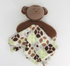 Little Beginnings Baby Brown Monkey Green Security Blanket Stuffed Animal Plush - £29.13 GBP